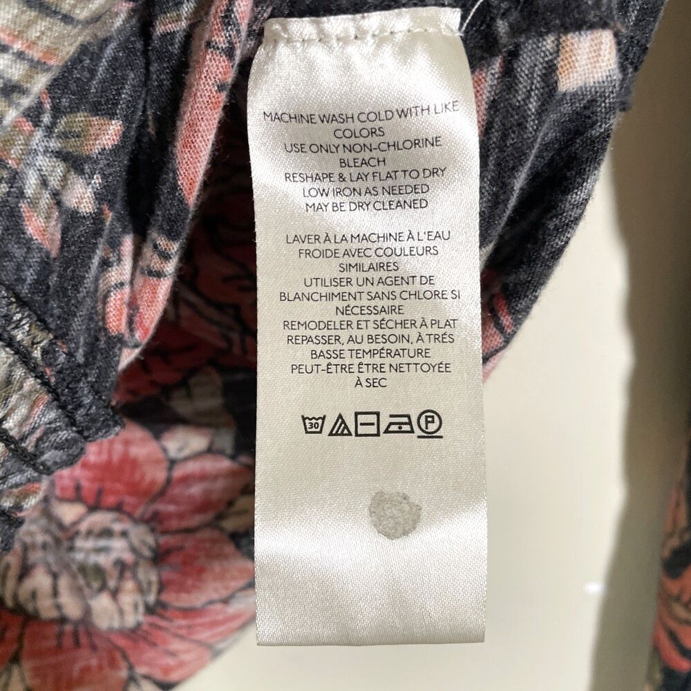 Free People Dreamed of You Charcoal Grey Floral Print Long Sleeve Top Large - Picture 7 of 8